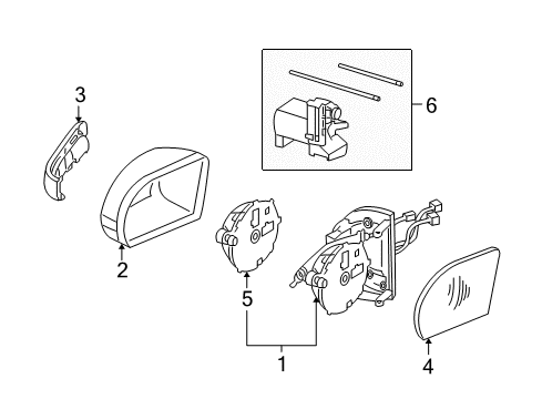 2004 Mercedes-Benz C230 Outside Mirrors Diagram 1