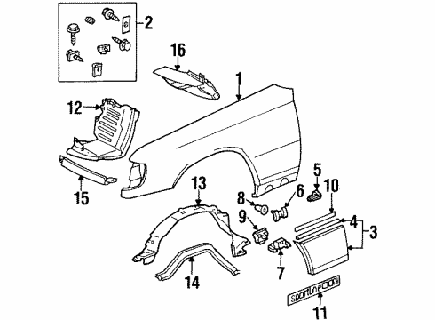 1991 Mercedes-Benz 300E Fender & Components Diagram