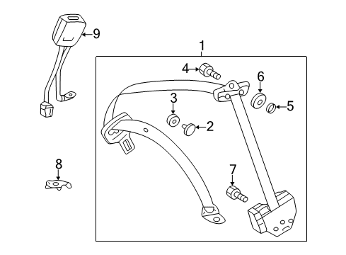 2001 Mercedes-Benz CL55 AMG Rear Seat Belts Diagram