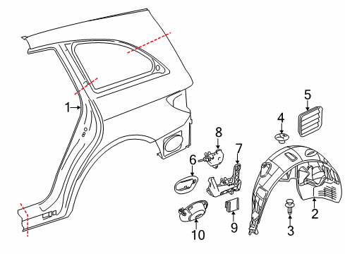 2012 Mercedes-Benz R350 Quarter Panel & Components Diagram