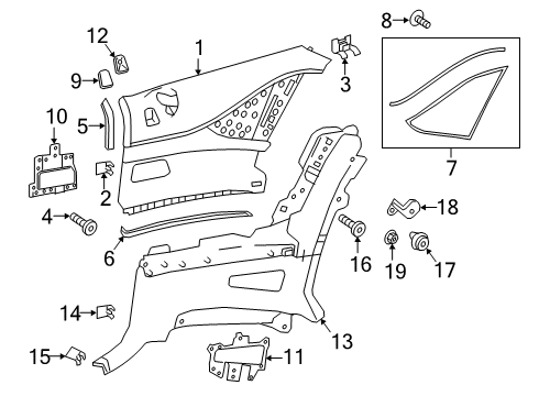 Upper Quarter Trim Bolt Diagram for 000000-002770