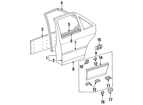 1992 Mercedes-Benz 300TE Rear Door, Body Diagram