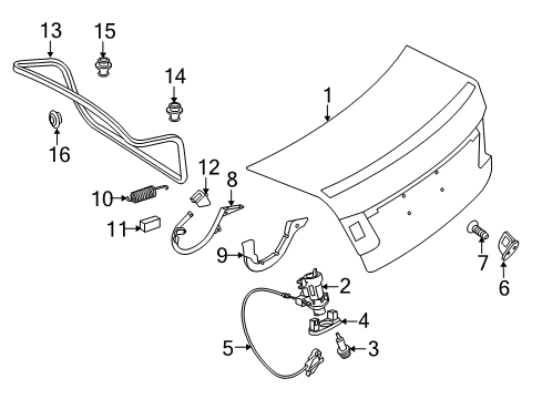 2014 Mercedes-Benz C250 Trunk Lid Diagram 1