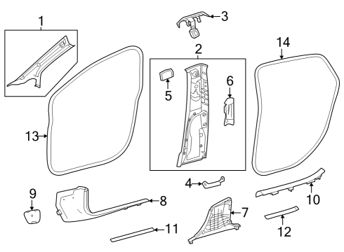 Windshield Pillar Trim Diagram for 296-690-45-00-1D34