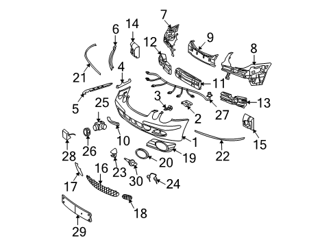 Bumper Cover Diagram for 211-885-31-25