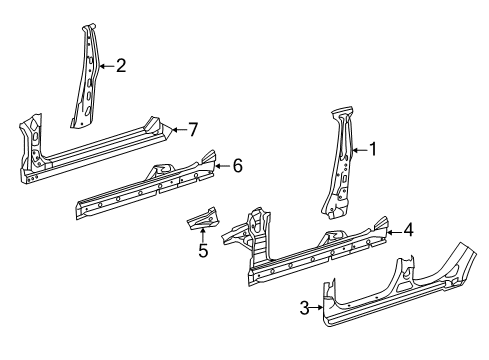 2015 Mercedes-Benz CLA250 Center Pillar & Rocker Diagram