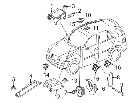 2011 Mercedes-Benz GL550 Air Bag Components Diagram