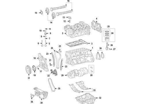 2022 Mercedes-Benz GLB250 Engine Parts, Mounts, Cylinder Head & Valves, Camshaft & Timing, Variable Valve Timing, Oil Pan, Oil Pump, Balance Shafts, Crankshaft & Bearings, Pistons, Rings & Bearings