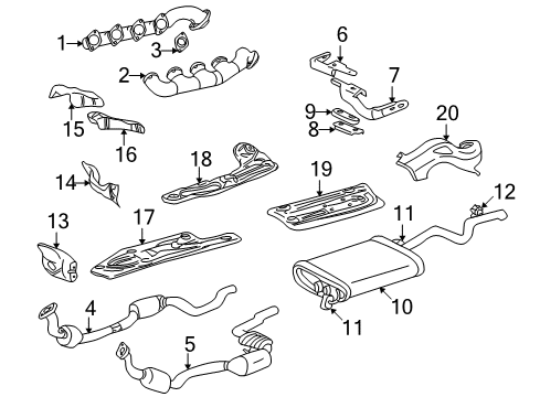 1999 Mercedes-Benz ML430 Exhaust Components Diagram