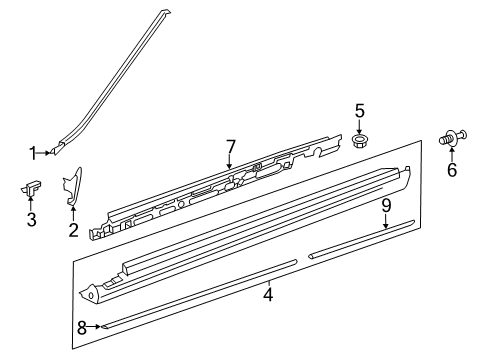 2016 Mercedes-Benz GL550 Exterior Trim - Pillars Diagram