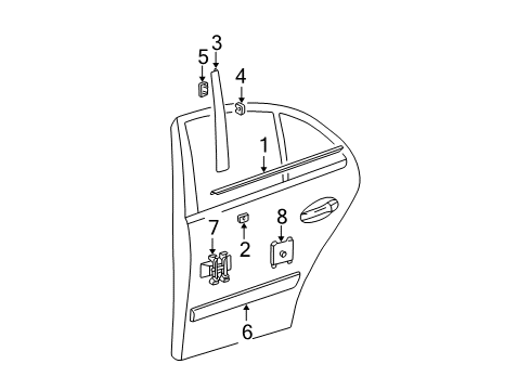 Body Side Molding Diagram for 211-690-12-62-9197