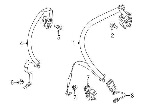 Lap & Shoulder Belt Diagram for 156-860-02-85-9C94