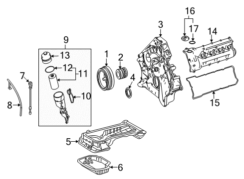 2007 Mercedes-Benz R63 AMG Engine Parts & Mounts, Timing, Lubrication System Diagram 1