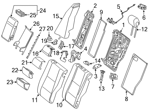 Headrest, Center Diagram for 205-970-19-50-8U78