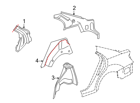 2009 Mercedes-Benz S600 Inner Structure - Quarter Panel Diagram