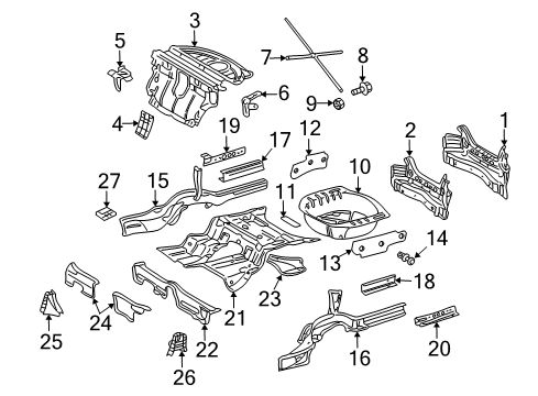 2003 Mercedes-Benz CL600 Rear Body Panel, Floor & Rails Diagram