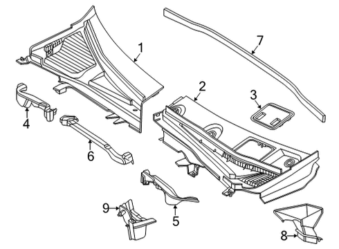 Cowl Grille Diagram for 297-830-15-03