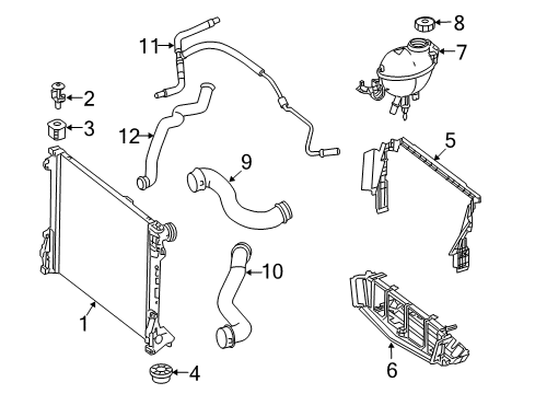 2015 Mercedes-Benz E250 Radiator & Components, Water Pump, Cooling Fan Diagram 1