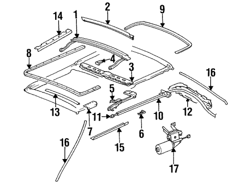 1989 Mercedes-Benz 300SE Sunroof, Body Diagram 2