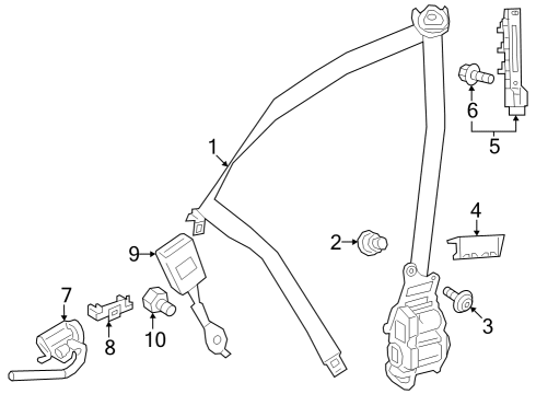 2023 Mercedes-Benz EQE 350 Front Seat Belts Diagram