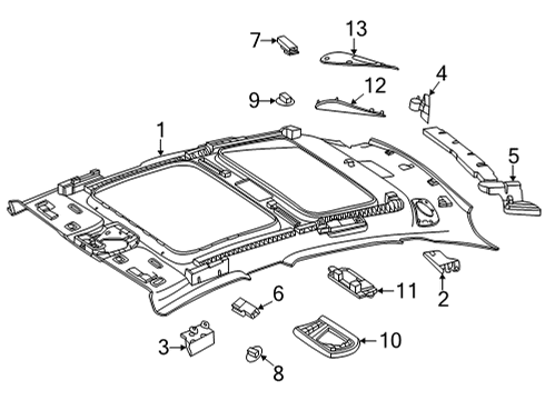 2024 Mercedes-Benz EQS AMG Interior Trim - Roof Diagram 1