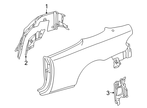 2001 Mercedes-Benz CLK55 AMG Quarter Panel - Inner Structure Diagram 1