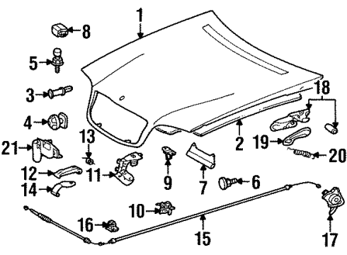 1996 Mercedes-Benz S420 Hood & Components, Body Diagram