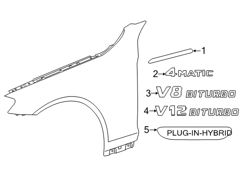 2015 Mercedes-Benz S600 Exterior Trim - Fender Diagram