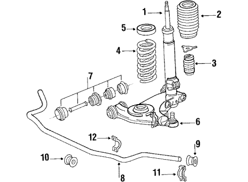 Stabilizer Bar Bushing Diagram for 124-323-38-85