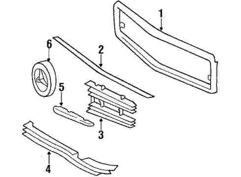 1987 Mercedes-Benz 560SL Grille & Components Diagram