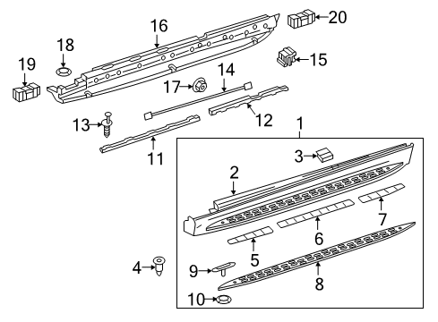 Rocker Molding Bracket Diagram for 166-698-00-30