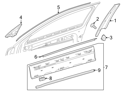 2023 Mercedes-Benz EQB 250 Exterior Trim - Front Door Diagram