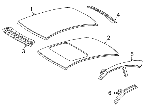 1999 Mercedes-Benz CLK430 Roof & Components Diagram