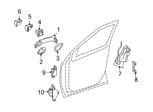 2010 Mercedes-Benz ML63 AMG Front Door - Lock & Hardware Diagram