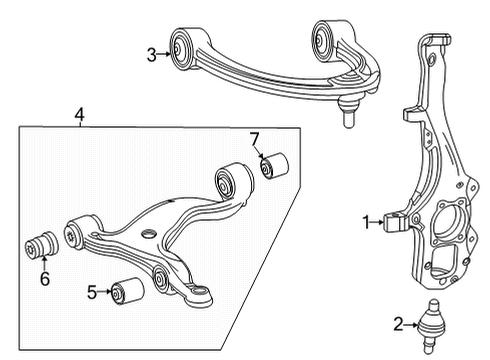 2021 Mercedes-Benz GLE580 Front Suspension, Lower Control Arm, Upper Control Arm, Ride Control, Stabilizer Bar, Suspension Components