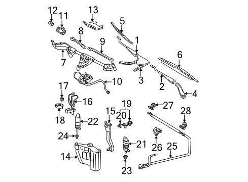 2005 Mercedes-Benz C230 Wiper & Washer Components Diagram 1