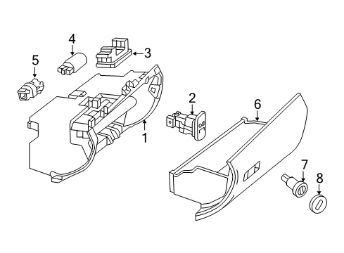 Glove Box Door Diagram for 212-680-10-98-7L61