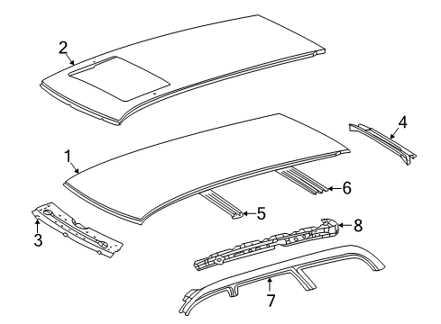 1999 Mercedes-Benz E320 Roof & Components, Exterior Trim, Body Diagram 2