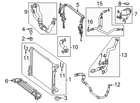 2013 Mercedes-Benz E63 AMG Radiator & Components Diagram