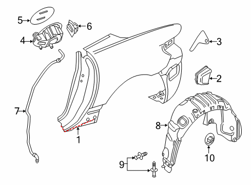 2017 Mercedes-Benz SLC300 Quarter Panel & Components