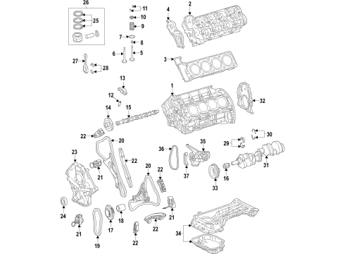 2018 Mercedes-Benz GLE63 AMG S Engine Parts & Mounts, Timing, Lubrication System Diagram 1