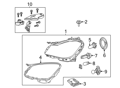 2014 Mercedes-Benz C250 Headlamps, Headlamp Washers/Wipers Diagram 1