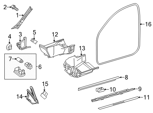 Windshield Pillar Trim Diagram for 204-690-45-26-9H86