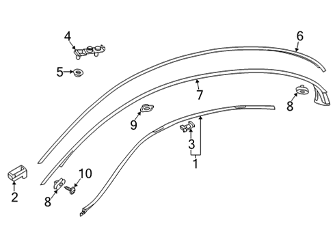 Drip Molding Rear Clip Diagram for 213-991-03-98