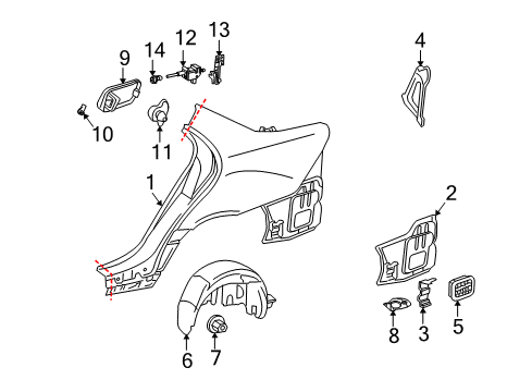 2007 Mercedes-Benz C280 Quarter Panel & Components Diagram