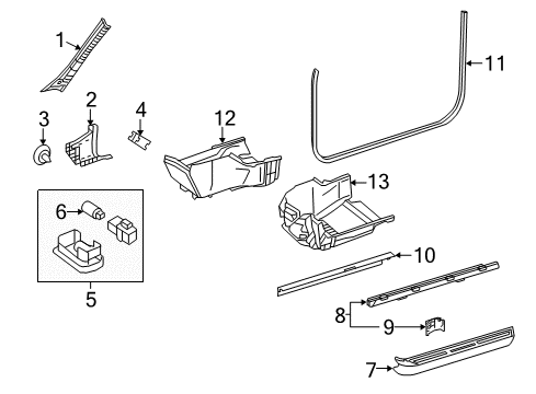 2014 Mercedes-Benz E350 Interior Trim - Pillars, Rocker & Floor Diagram 2