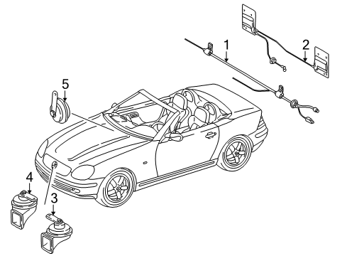 2003 Mercedes-Benz SLK32 AMG Antenna & Radio, Horn Diagram 1