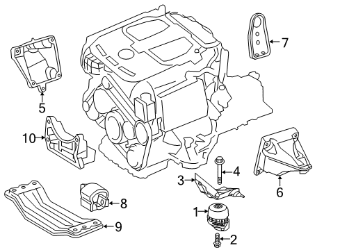 2013 Mercedes-Benz C350 Engine & Trans Mounting Diagram 1