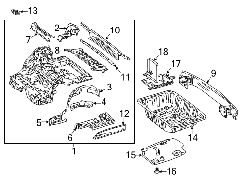 2018 Mercedes-Benz E63 AMG S Rear Body - Floor & Rails Diagram 1