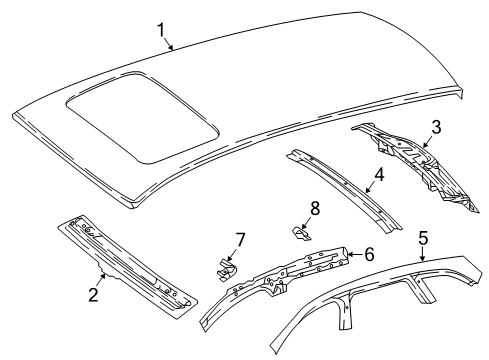 Roof Panel Diagram for 213-650-02-09